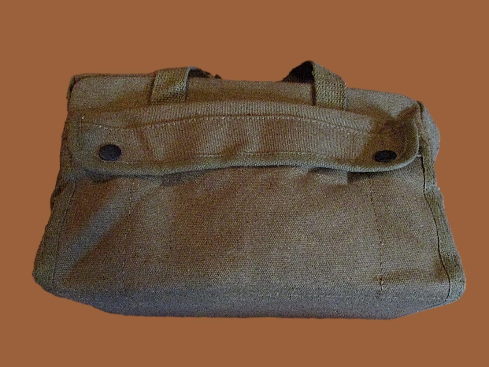 HEAVY DUTY OD GREEN MILITARY STYLE MECHANICS HARD BOTTOM TOOL BAG BRASS ZIPPER