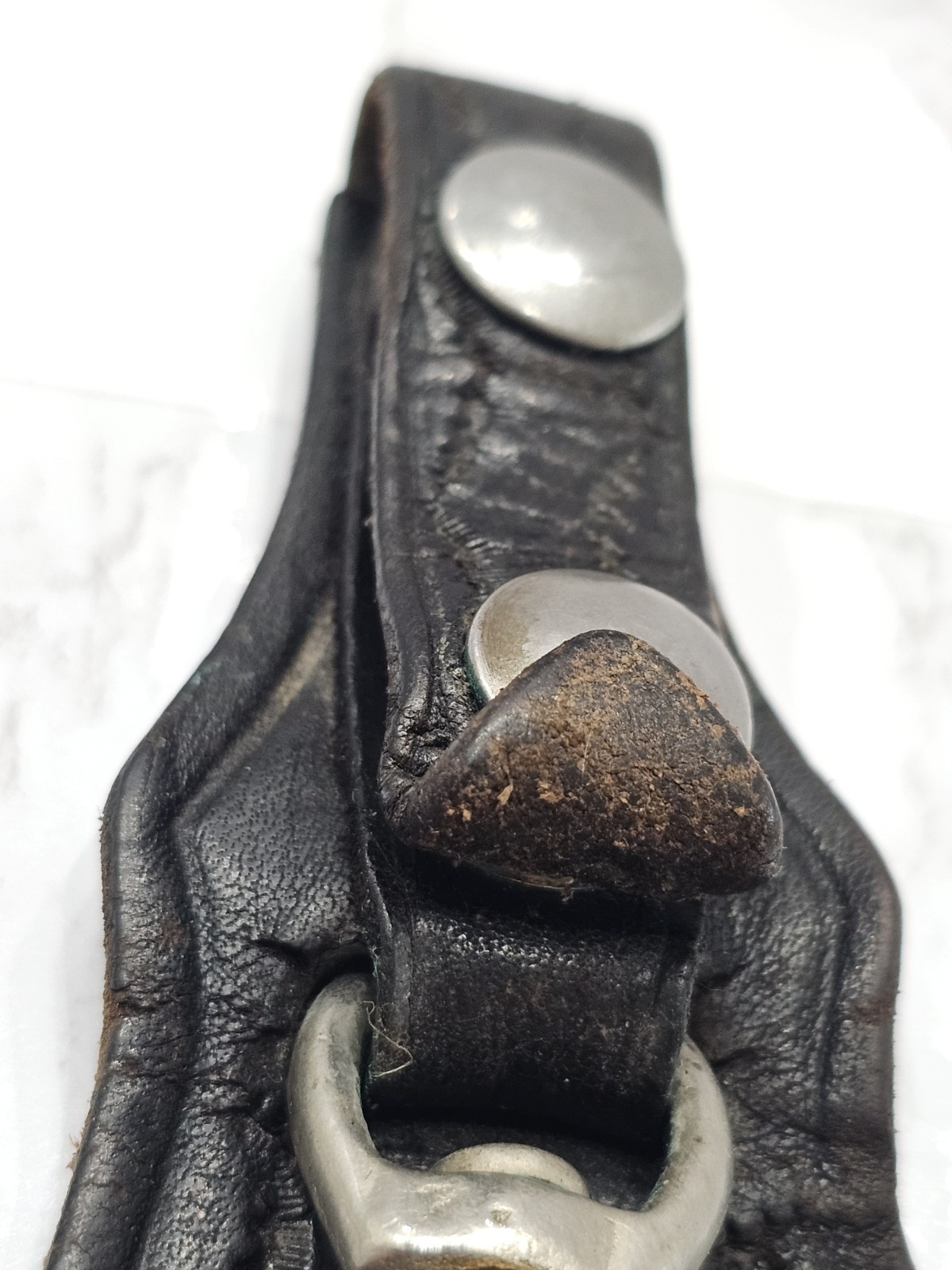 Vintage Tool Holster Leather Metal Hook Button For Belt Holster Pattern Key Ring