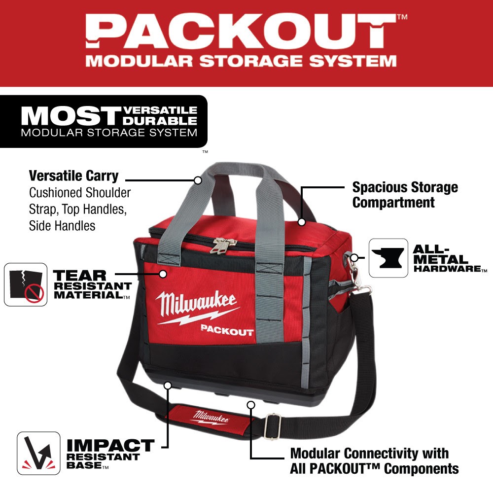 Milwaukee 48-22-8321 PACKOUT 15″ Impact Resistant Polymer Open Storage Tool Bag