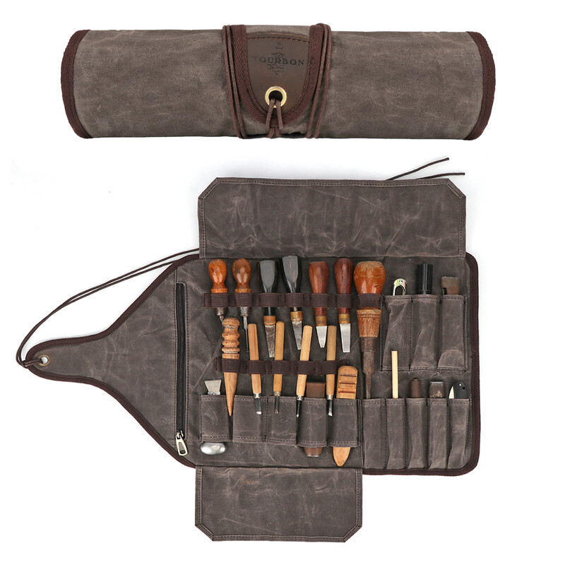 TOURBON Canvas Workshop Apprentice Roll up Carving Tool Organizer Storage Pouch