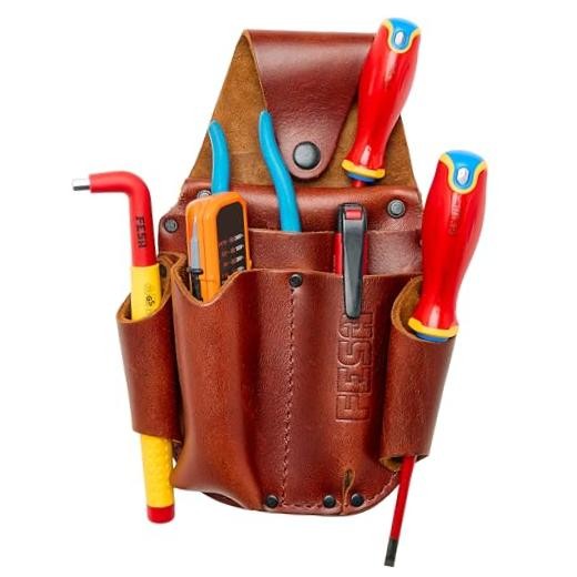 Leather Electrician Tool Pouch – Pocket Caddy Clip On Tool Pouch with Cherry