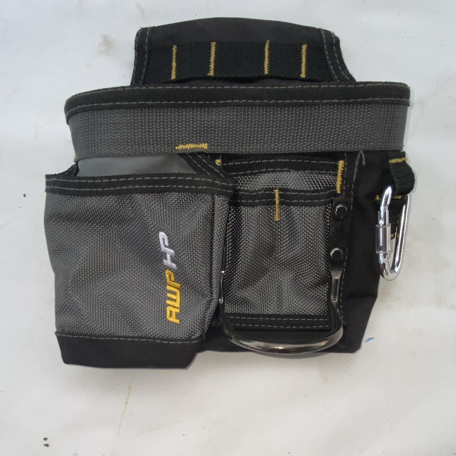 AWP HP Gray/Black/Yellow Tool Pouch Medium w/ Metal Clip, Carabiner
