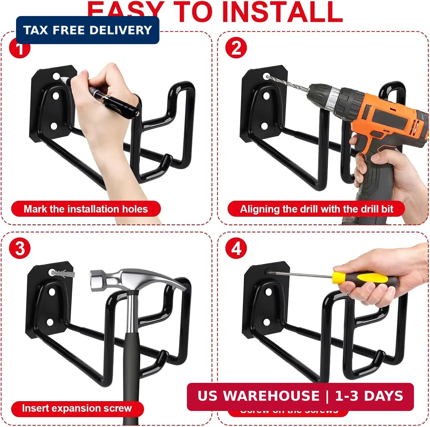 Holder for Pocket Hose, Heavy Duty Metal Wall Mount Hose Organizer, Durable Gard