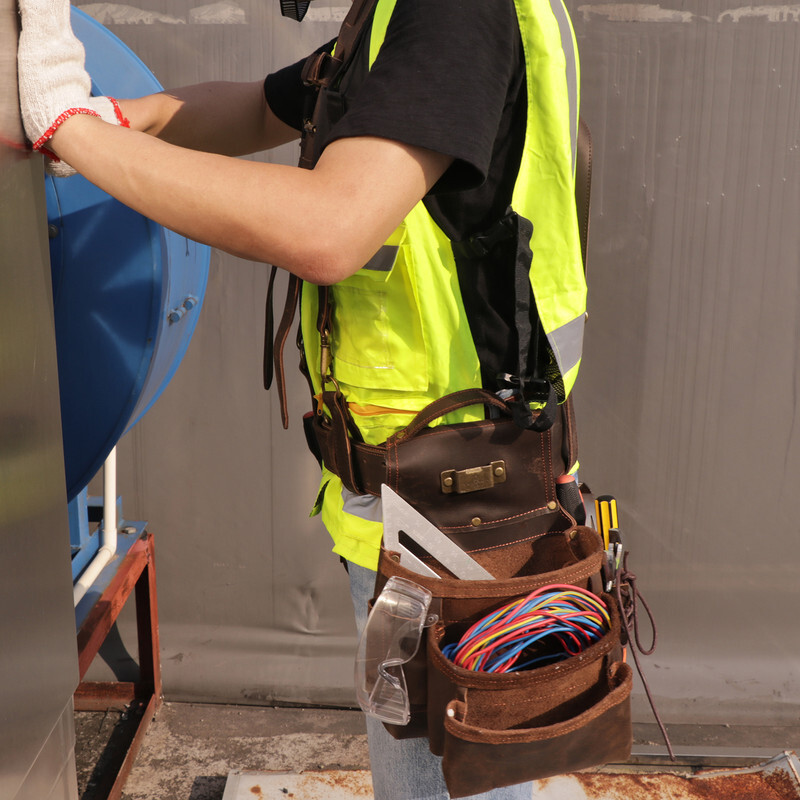 TOURBON Heavy Duty Tool Belt Pouch for Electricians Carpenter Contractor Leather