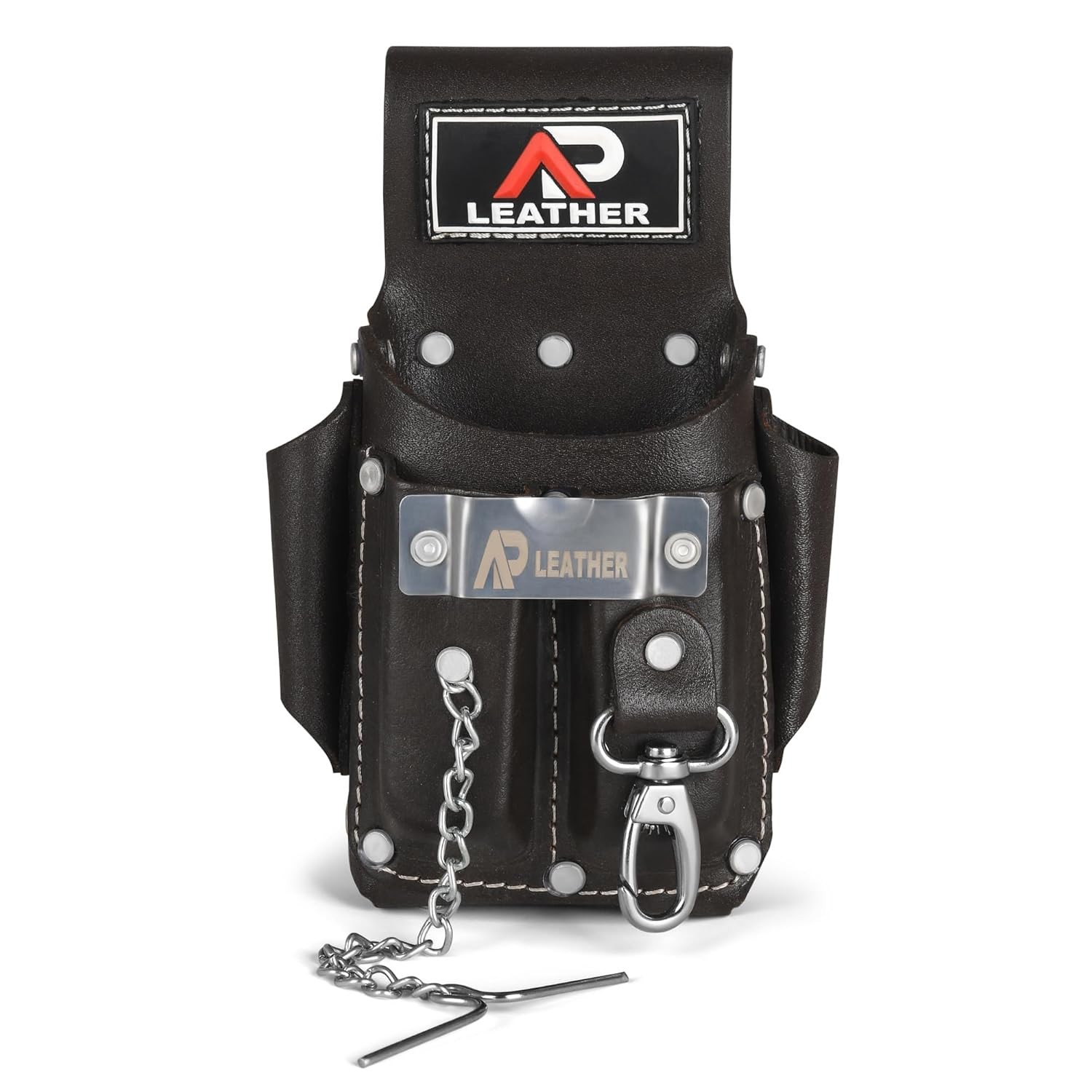 Ap-Leather Pro-5 Electrician Pouch, Leather Tool Pouch, 5 Pocket Pouch with Elec
