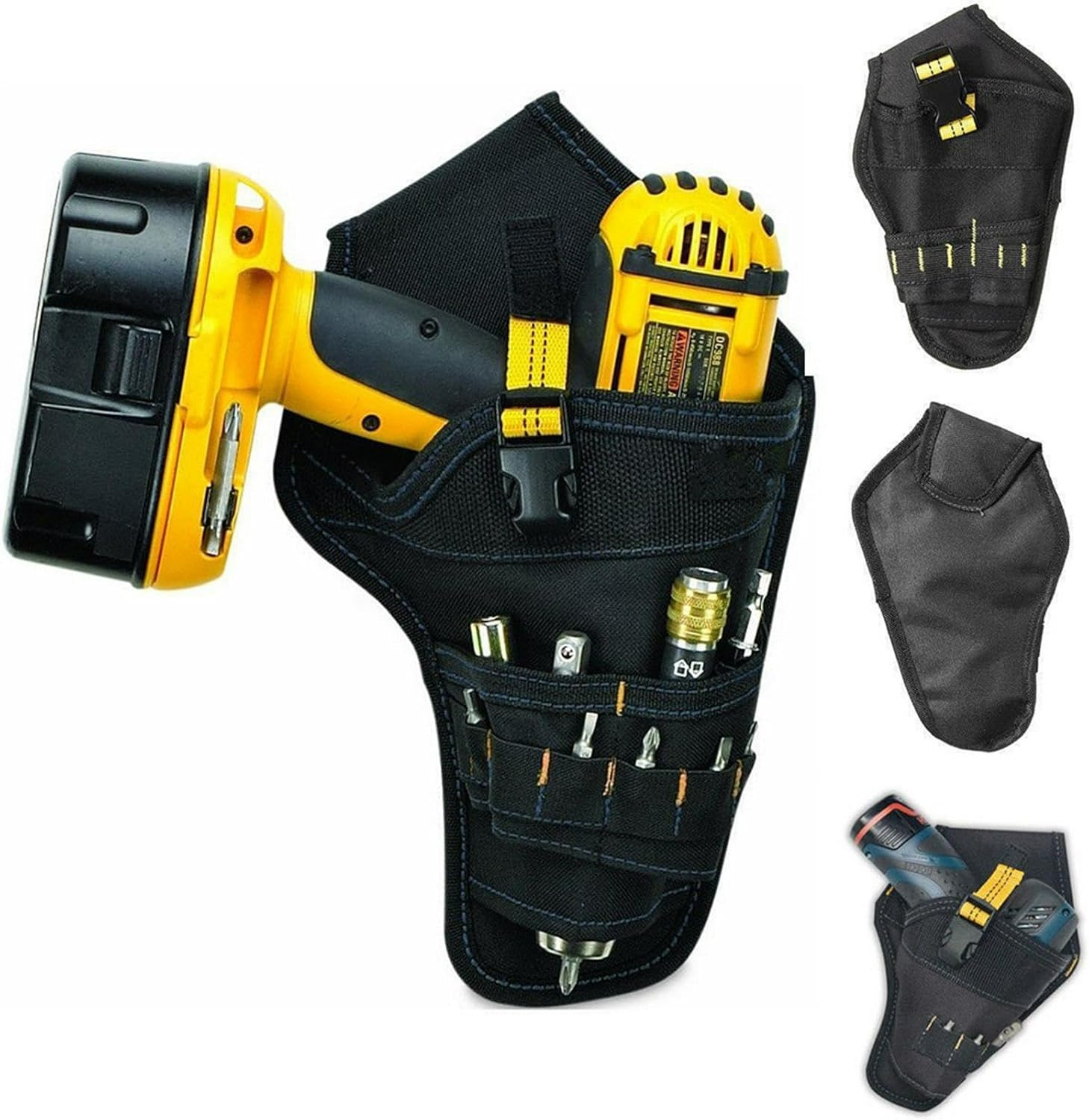 Heavy-Duty Fast Draw Drill Holster with Tool Pouch for Most Drills
