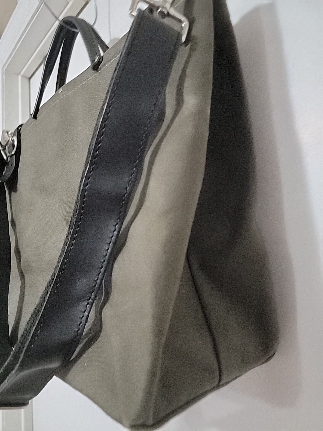 OLD STOCK VTG USA MADE Army Military Green Leather/Canvas Tool Shoulder Tote Bag