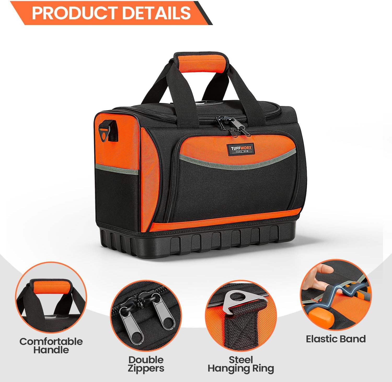 Tool Bag, Large Tool Organizer Bag with 18 Pockets,15.7x 11.4x 9.8 inch, Heavy D