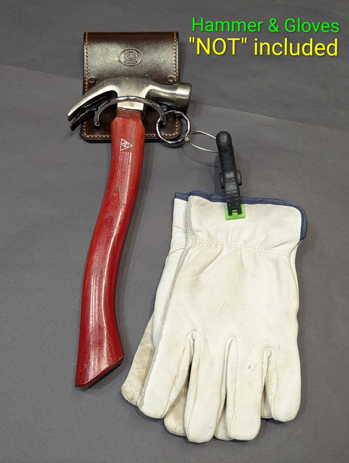 Hammer/Tool Handmade Leather Holster w/ Glove Clip «Only» (No Tools Included)