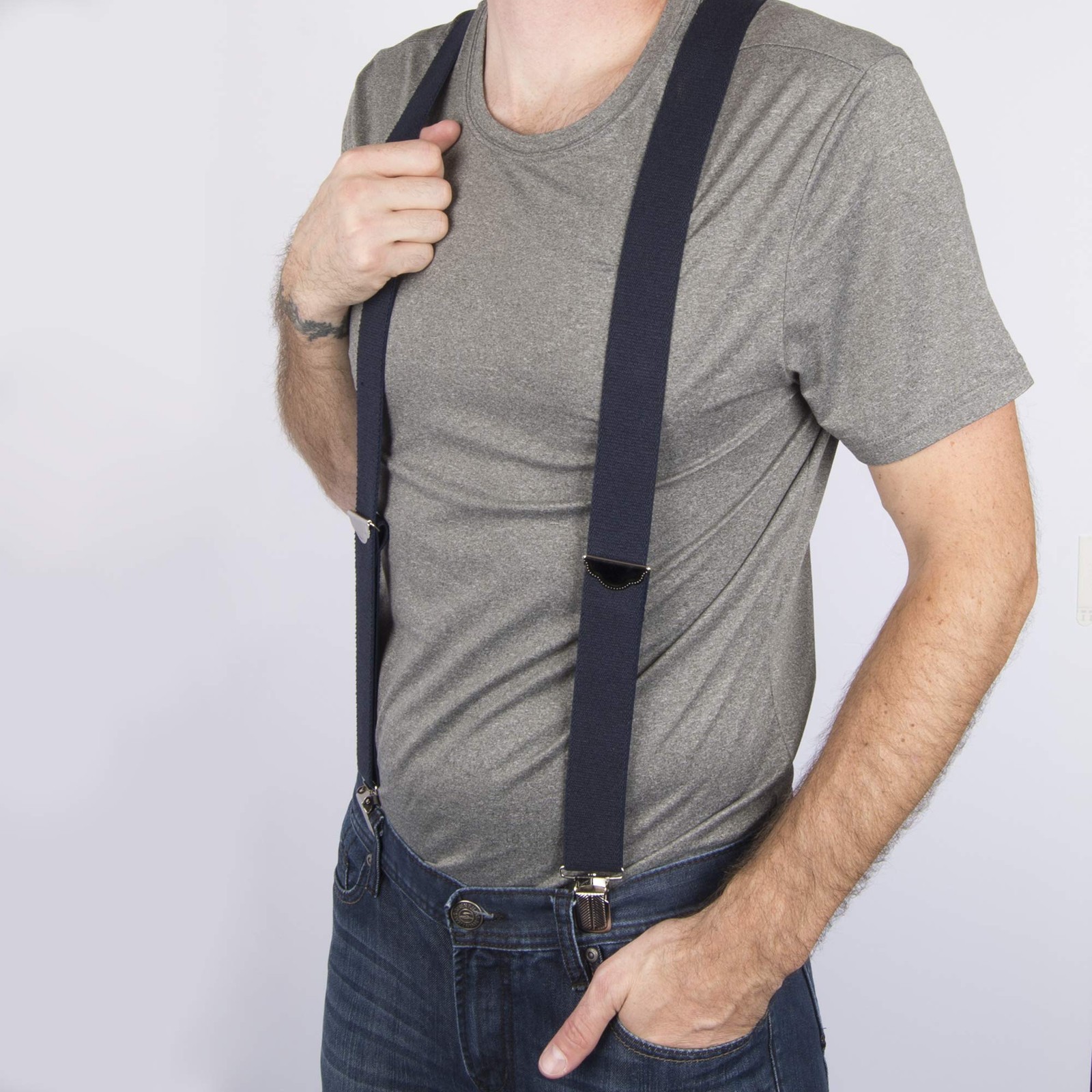 Dickies Men’s 1-1/4 Solid Straight Clip Suspender, Navy, One Size, Navy