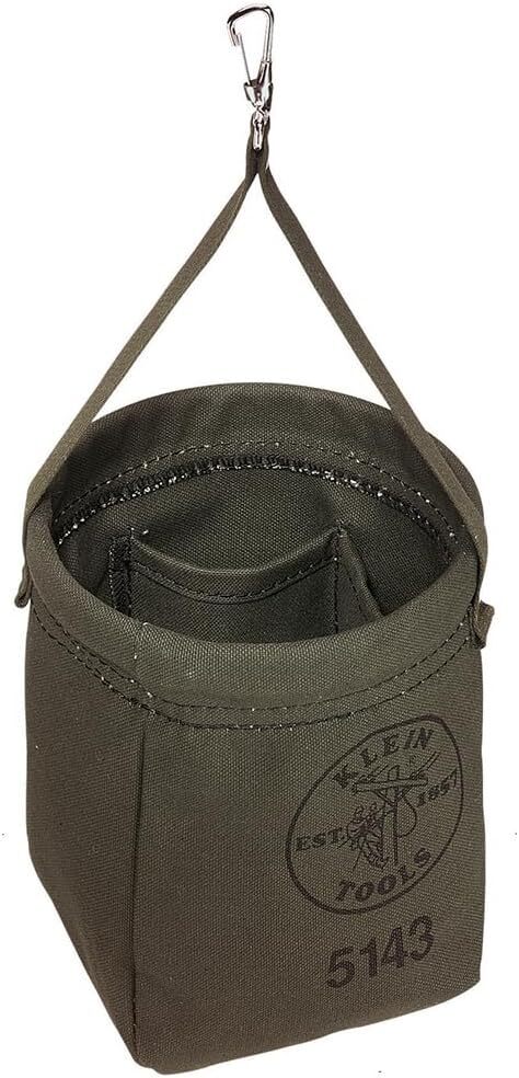 Klein Tools 5143 Canvas Tapered-Bottom Bag with Two Interior Pockets and a Snap