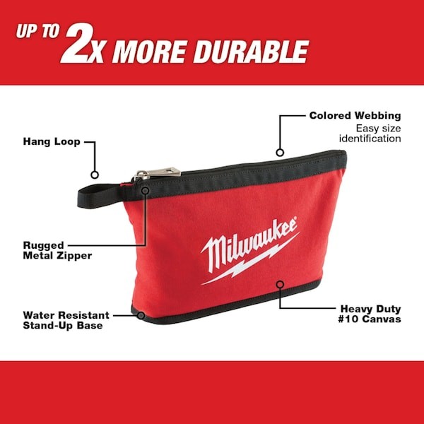 Milwaukee Tool 48-22-8180 Tool Pouch, Black, Red, Canvas, 1 Pockets
