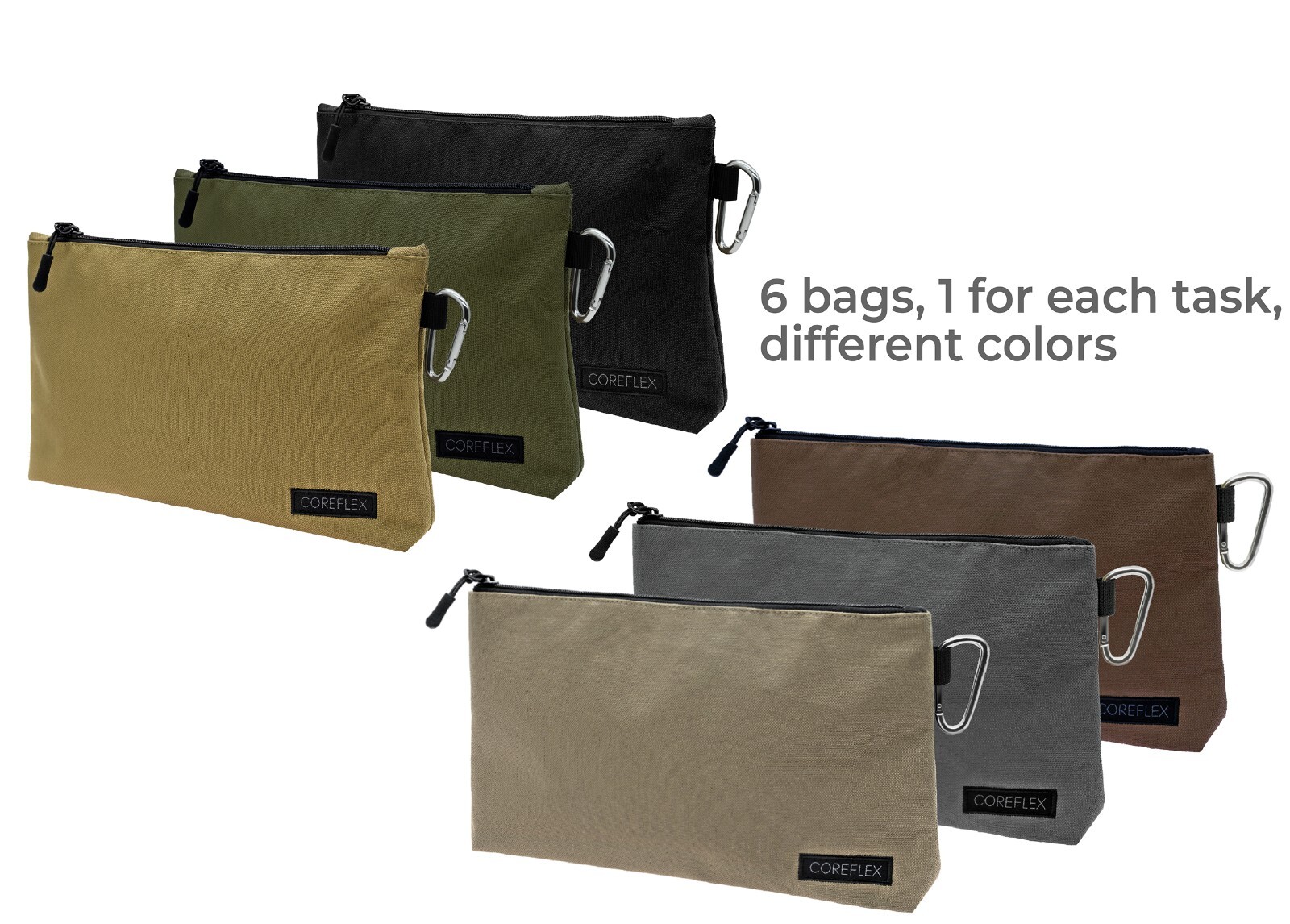 Coreflex 6 Pack Tool Pouch Zipper Bag, Small Tool Bag, Multipurpose Storage