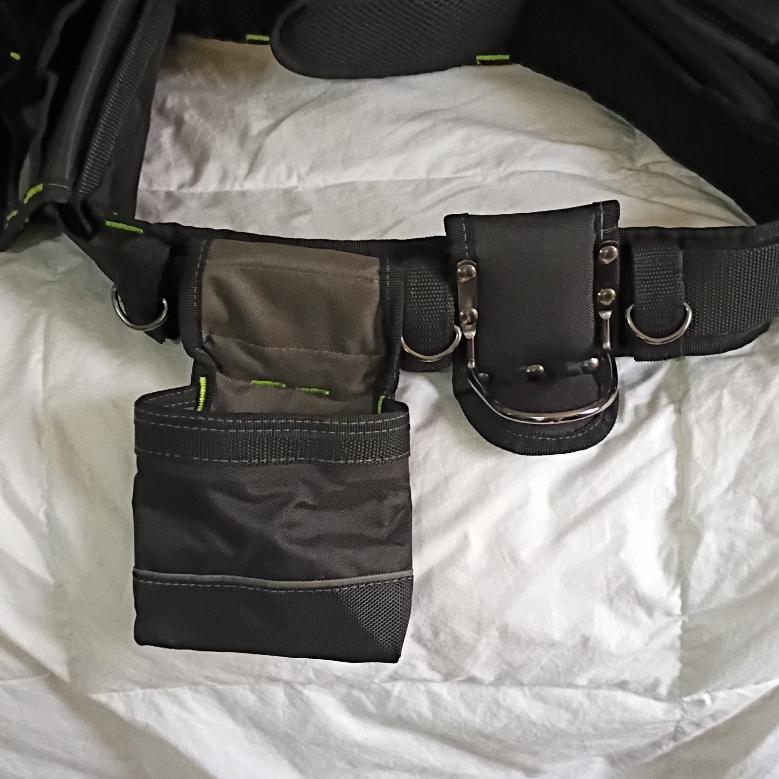 AWP L-699-P-3 Adjustable Nylon Tool Belt w/ Multiple Pouches Black/Gray/Green