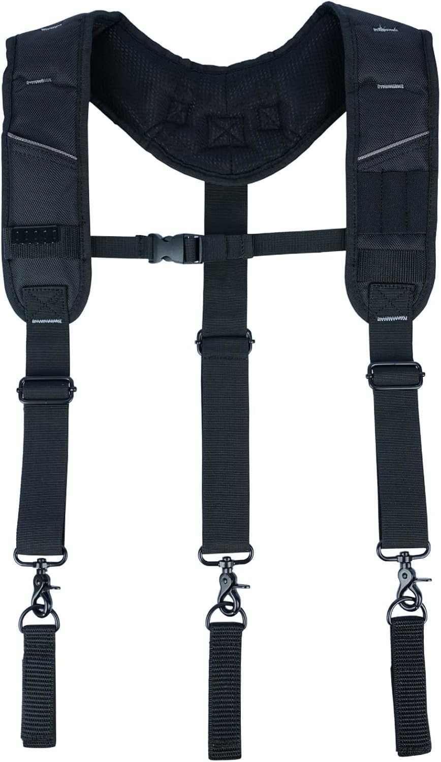 Heavy Duty 3-Point Padded Tool Belt Suspenders Construction Work Pouch Harness
