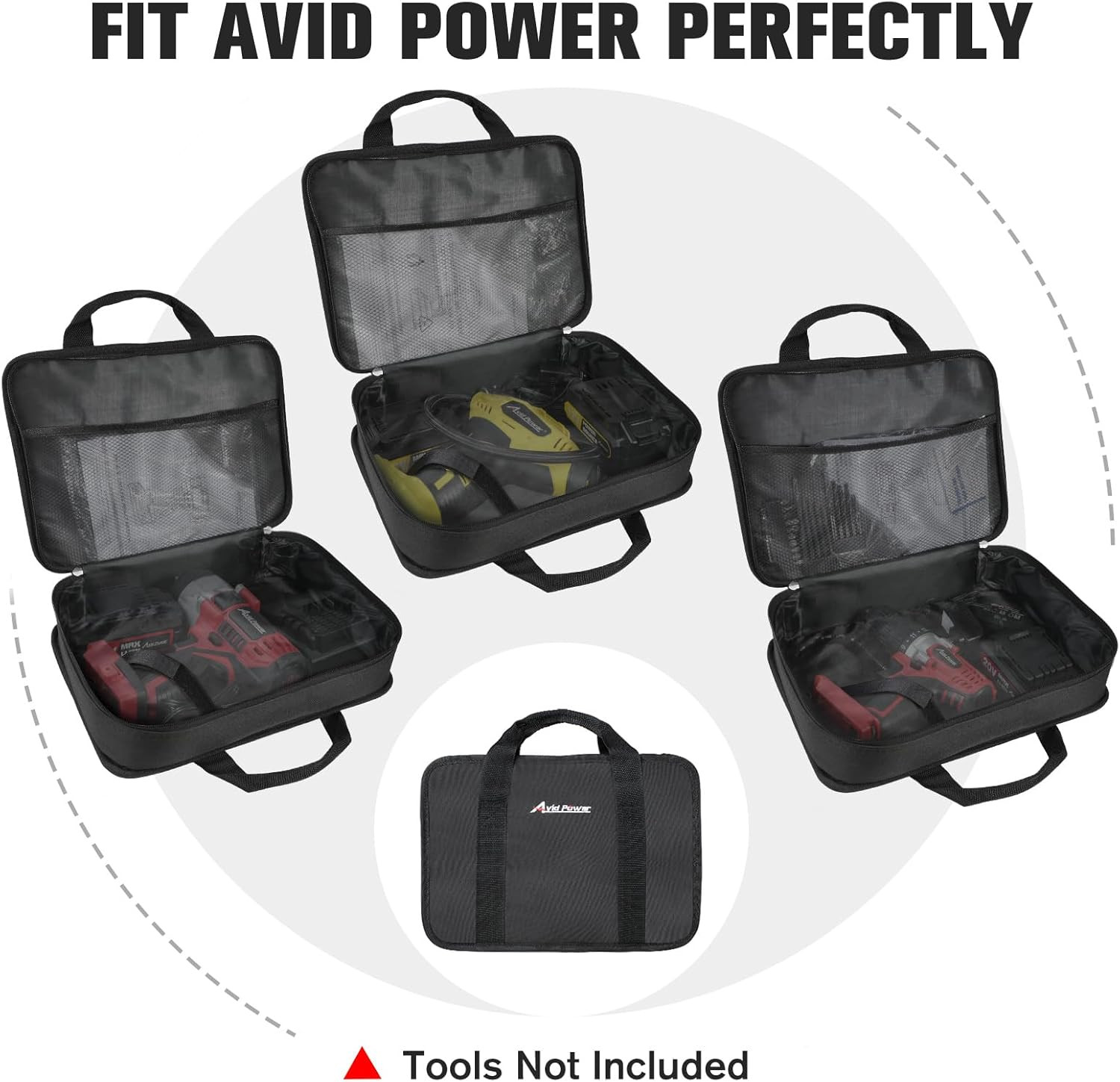 Tool Bag 13″ Storage Carrying Case Suitable Cordless Drill Tire Inflator Impact