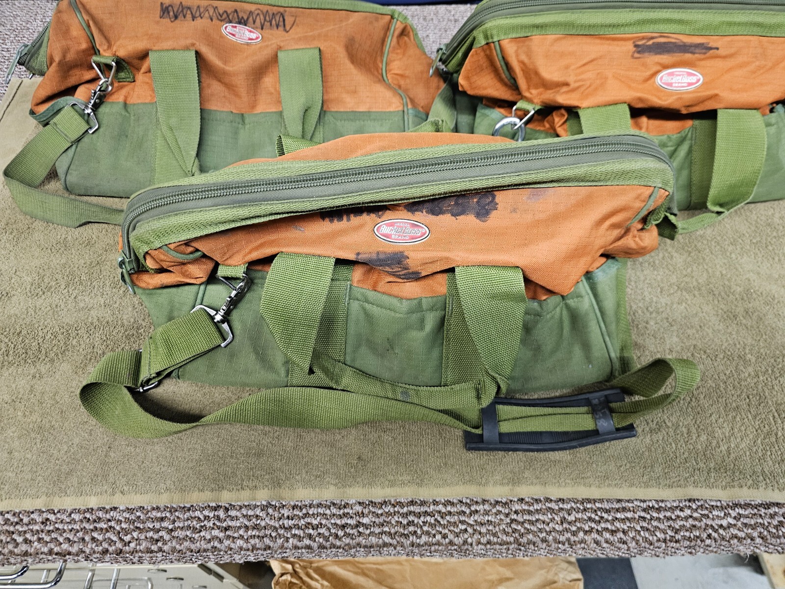 3 Bucket Boss Mechanics Canvas Tool Bags Zipper Bag Green Large Military