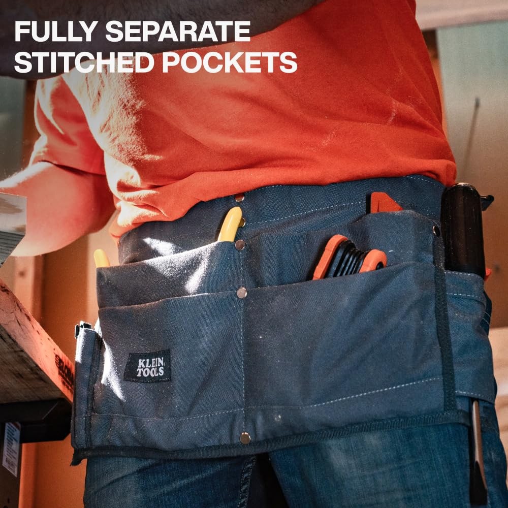 Klein Tools 21022 6-Pocket Tool Apron, Durable Duck Canvas 6-Pocket, Gray