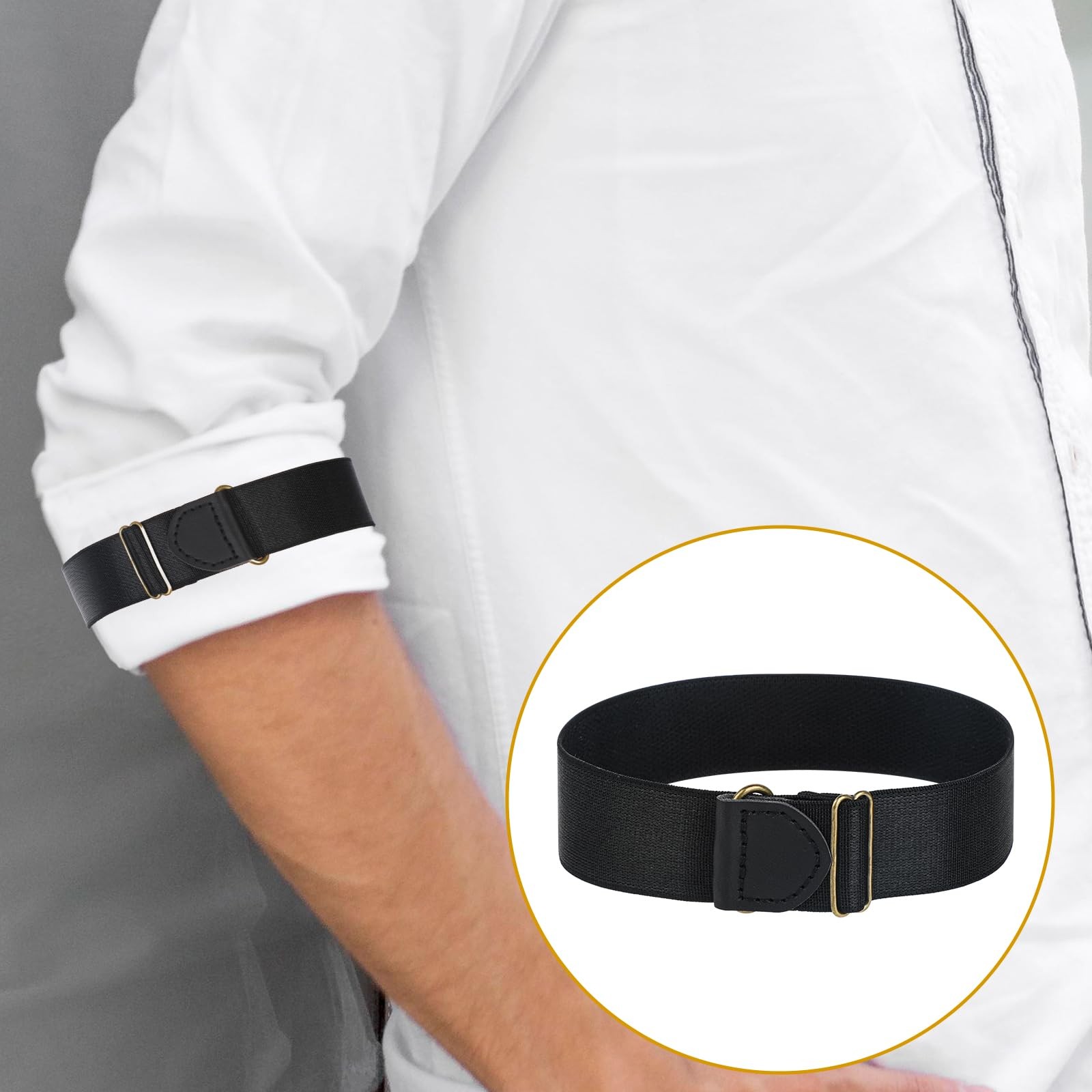 Aiyorse 4Pcs Black Elastic Adjustable Arm Band, Unisex Stretchy Large,