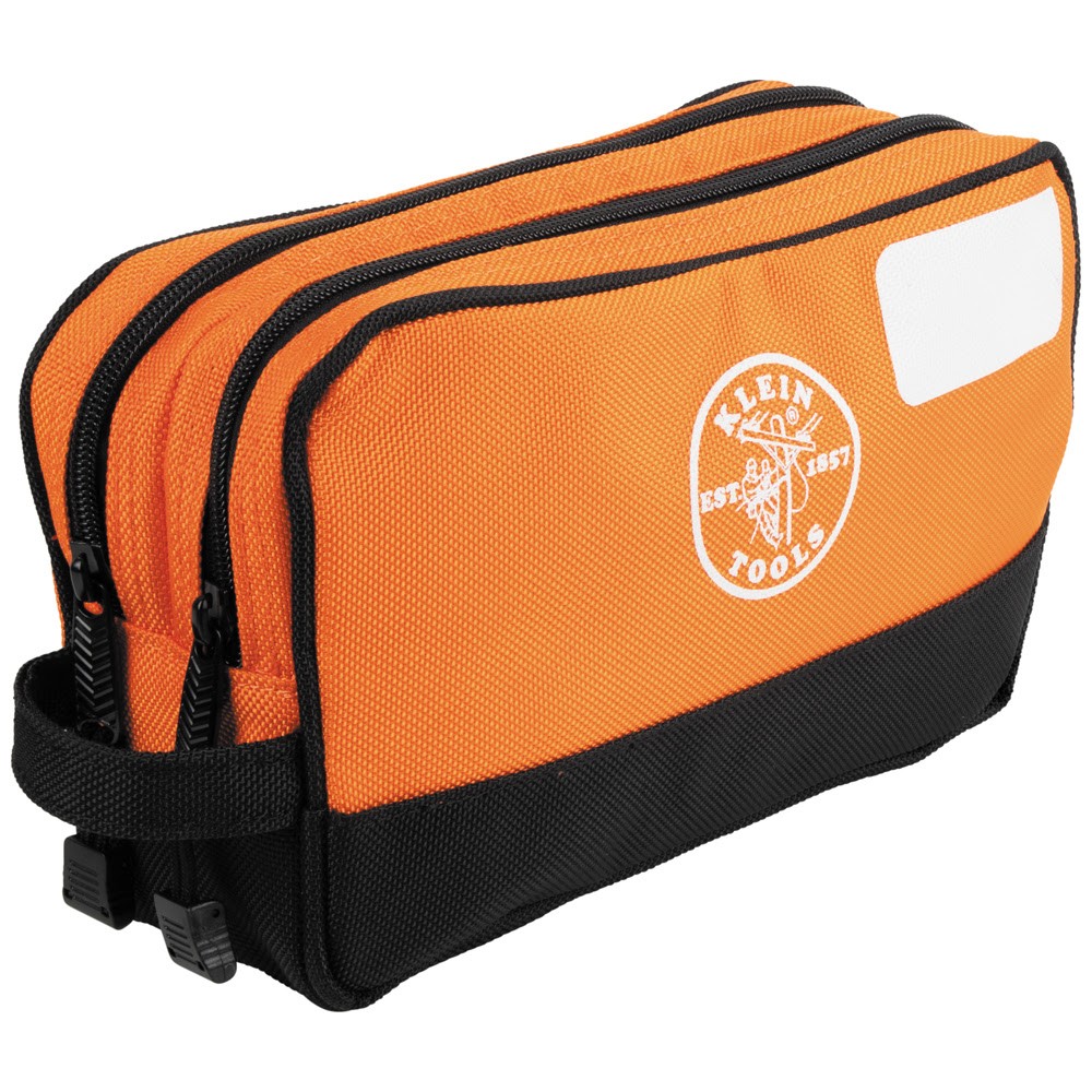 Klein Tools 55582 Double Zipper Tool Bag Pouch Orange 10 x 6 in