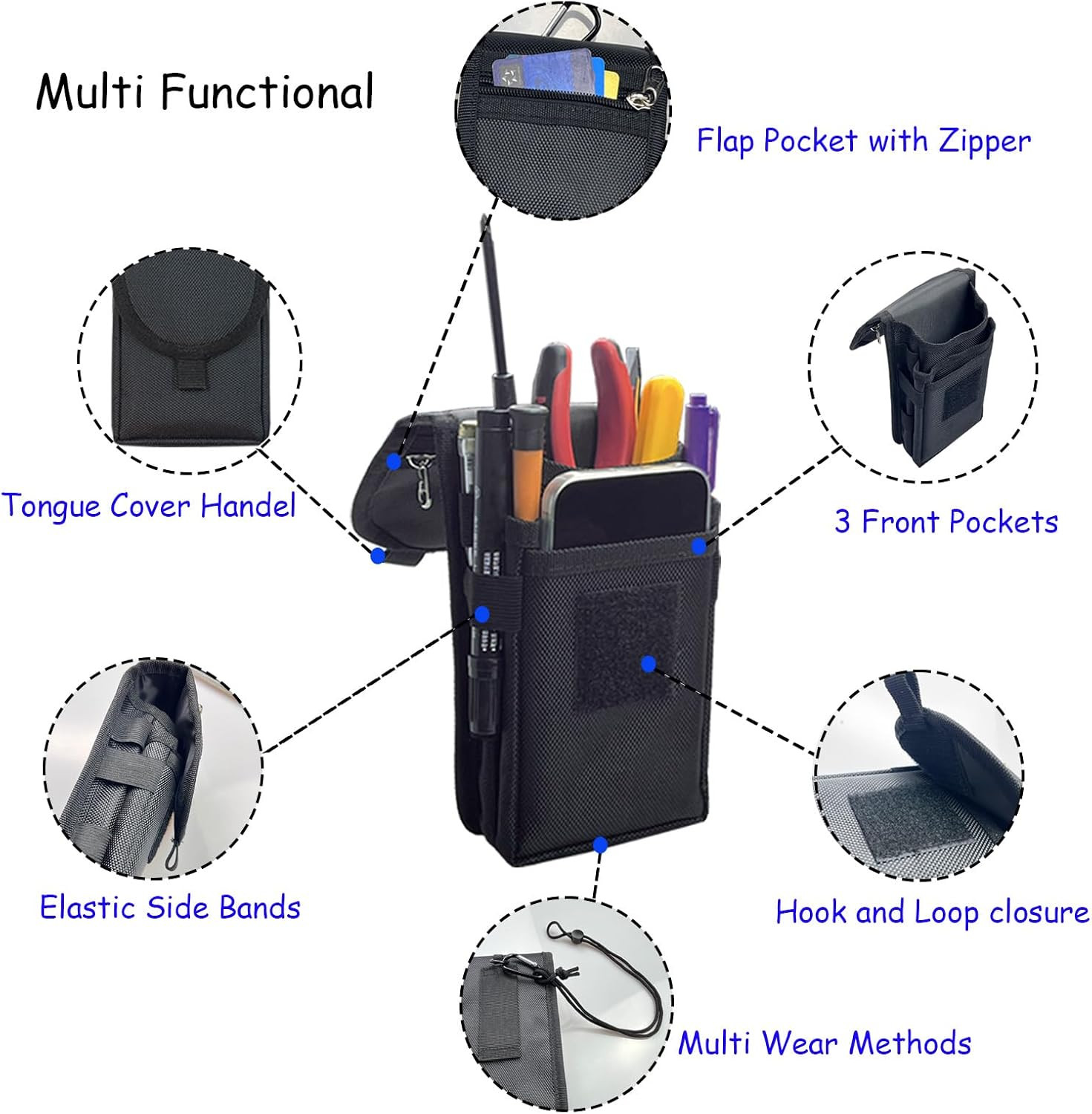 Belt Tool Pouch,Tactical Utility Pouch, Heavy-Duty Nylon EDC Multitool Organizer
