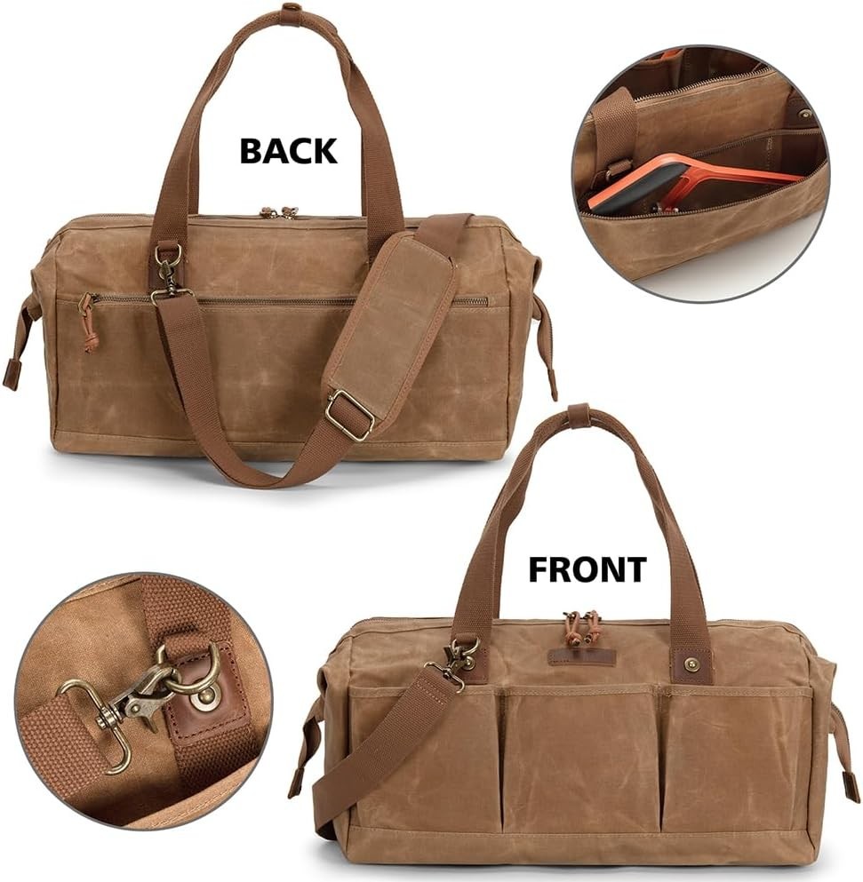 Heavy Duty 18-Inch Tool Bag with 12 Pockets, Large Zippered Tool Organizer, P…