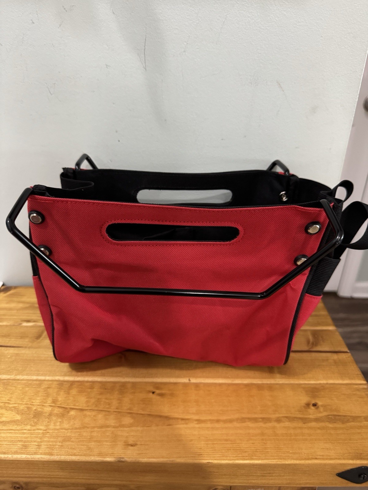 Red and Black Canvas Ladder Tool Tote