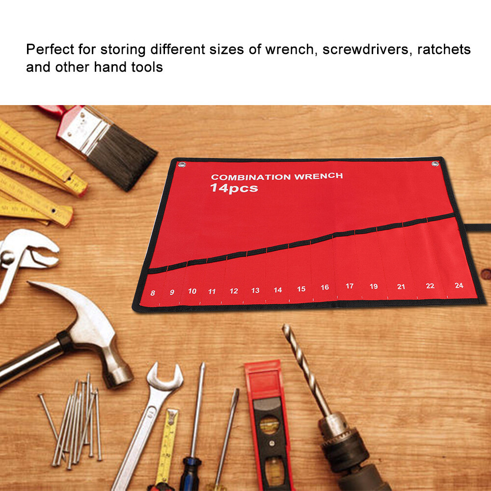 2PCS Multi-Pocket Roll Up Wrench Plier Spanner Holder Canvas Tool Storage Bag