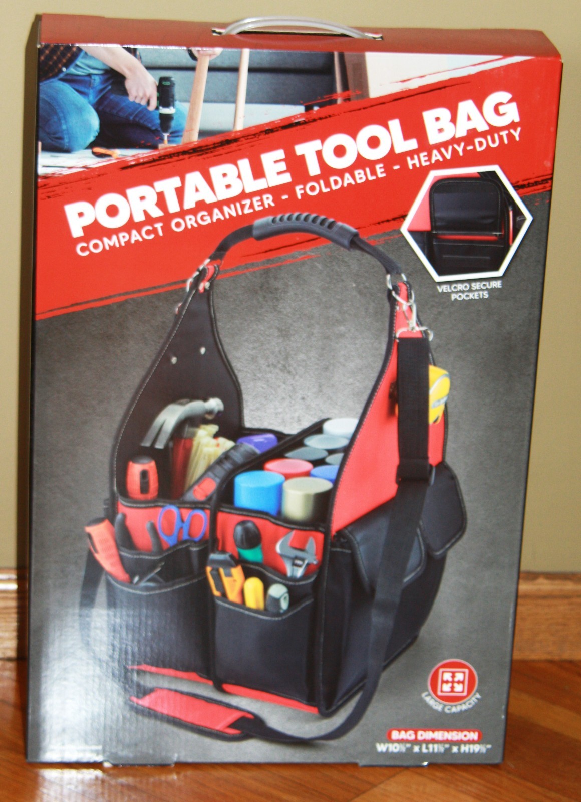 Portable Tool Bag organizer foldable heavy duty 10.5″ x 11.5″ 19.5″ new in box