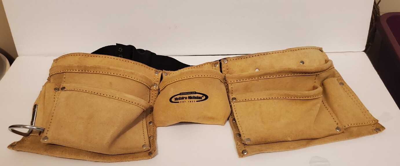 Mcguire Nicholas Carpenter Tool Pouch-2 bags and snap belt Light Tan