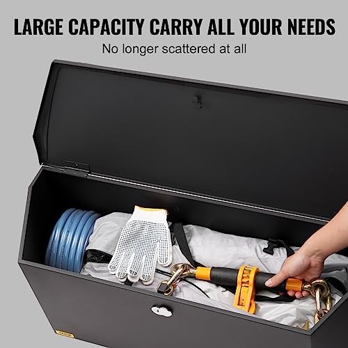 Trailer Tongue Box, Heavy Duty Trailer Tongue Tool Box Storage 36″ Black Steel