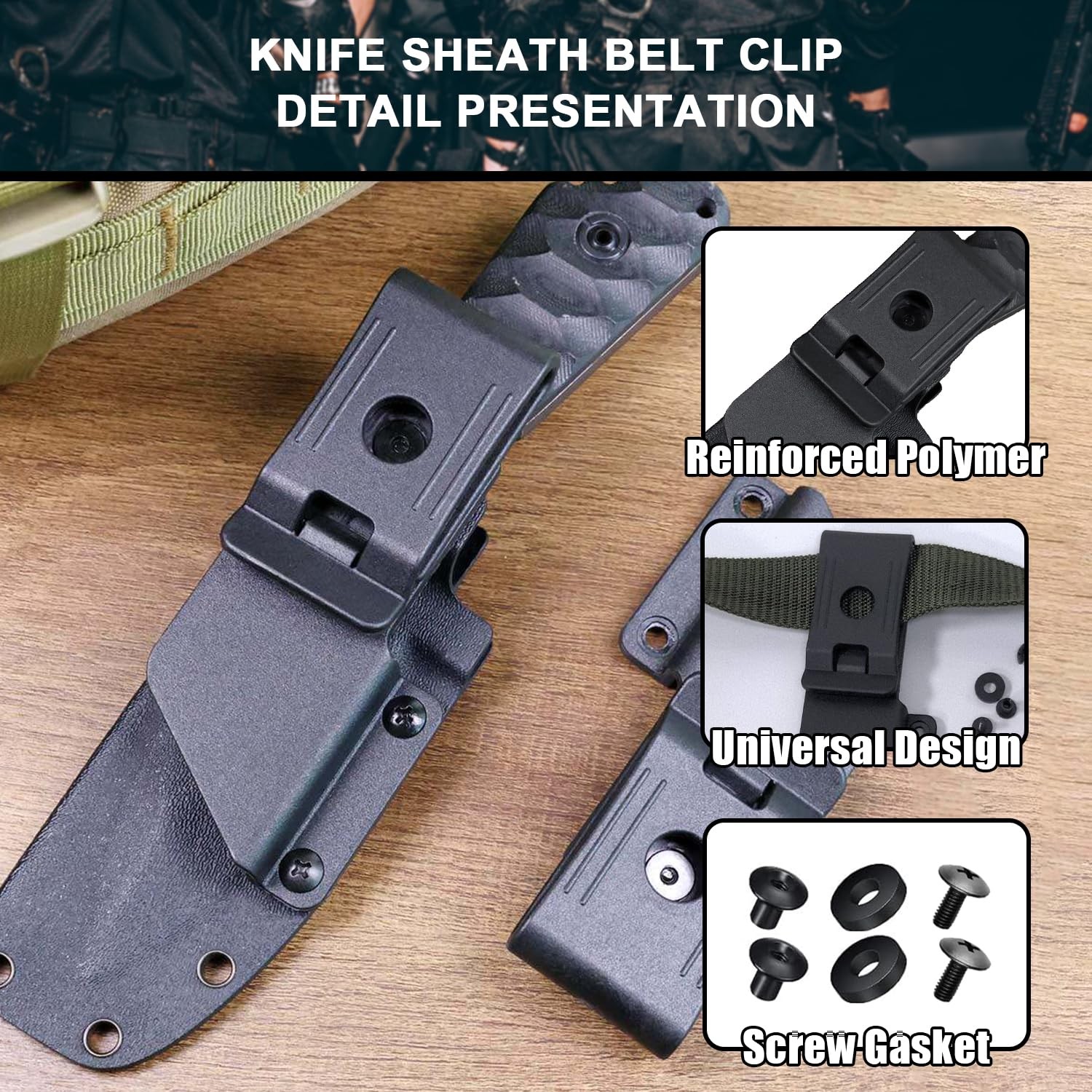 2Pack 2.1 Inch Knife Sheath Belt Clip Holster Tactical Belt Buckle Kydex Belt…