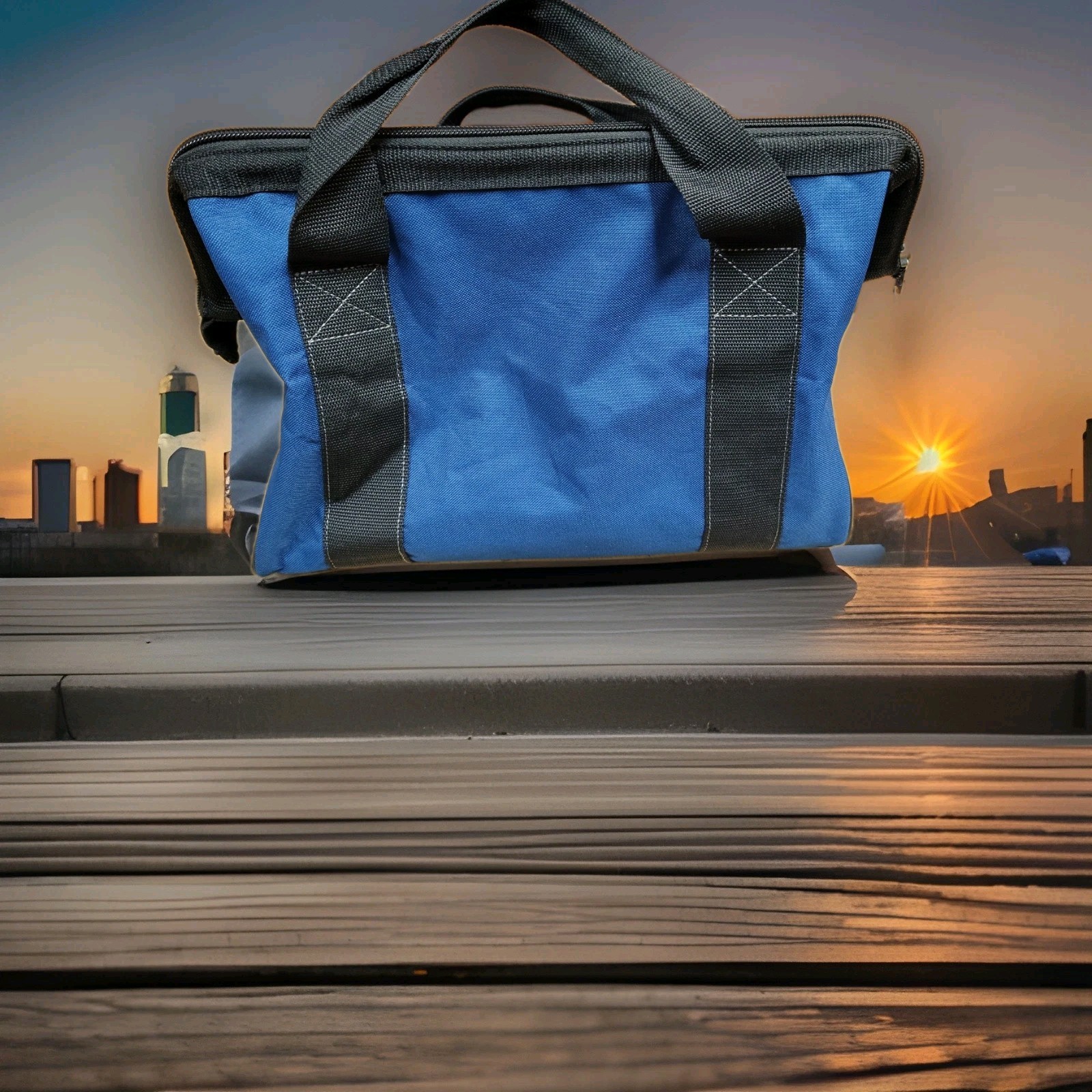 Genuine Blue Bosch Canvas Tool Bag featuring the Embroidered Red Logo.