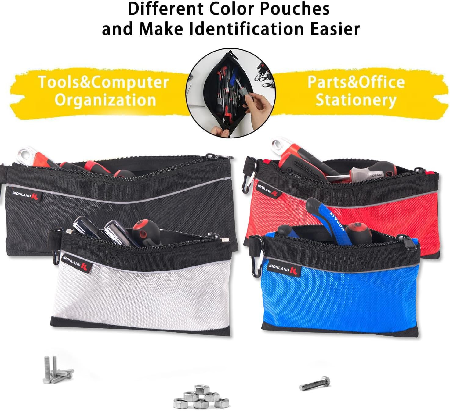 Small Tool Pouches with Zipper Premium Small Tool Bags Waterproof 1680D Pouch Ba