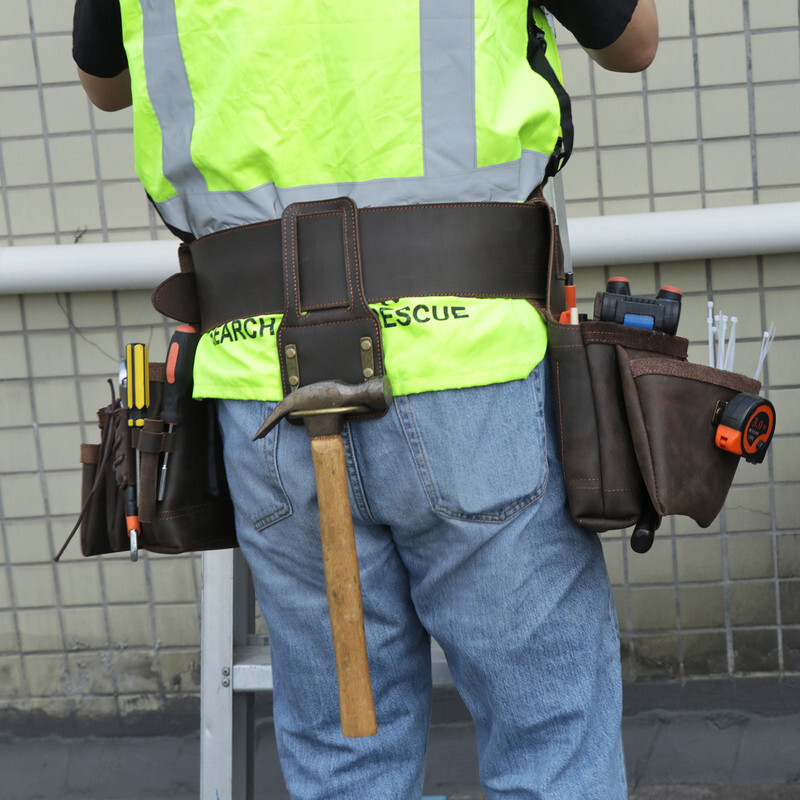 TOURBON Leather Heavy Duty Tools Storage Belt Pouch Electricians Carpenter Gift