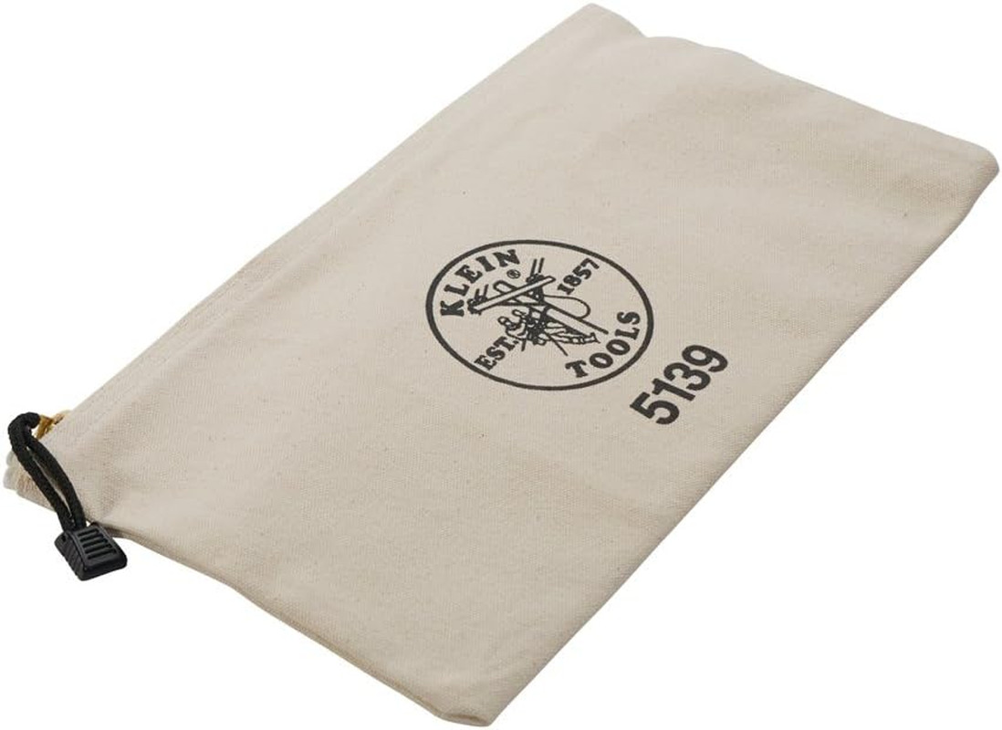 KLEIN TOOLS Zipper Bag, Canvas Tool Pouch with Heavy Duty Brass Zipper Close