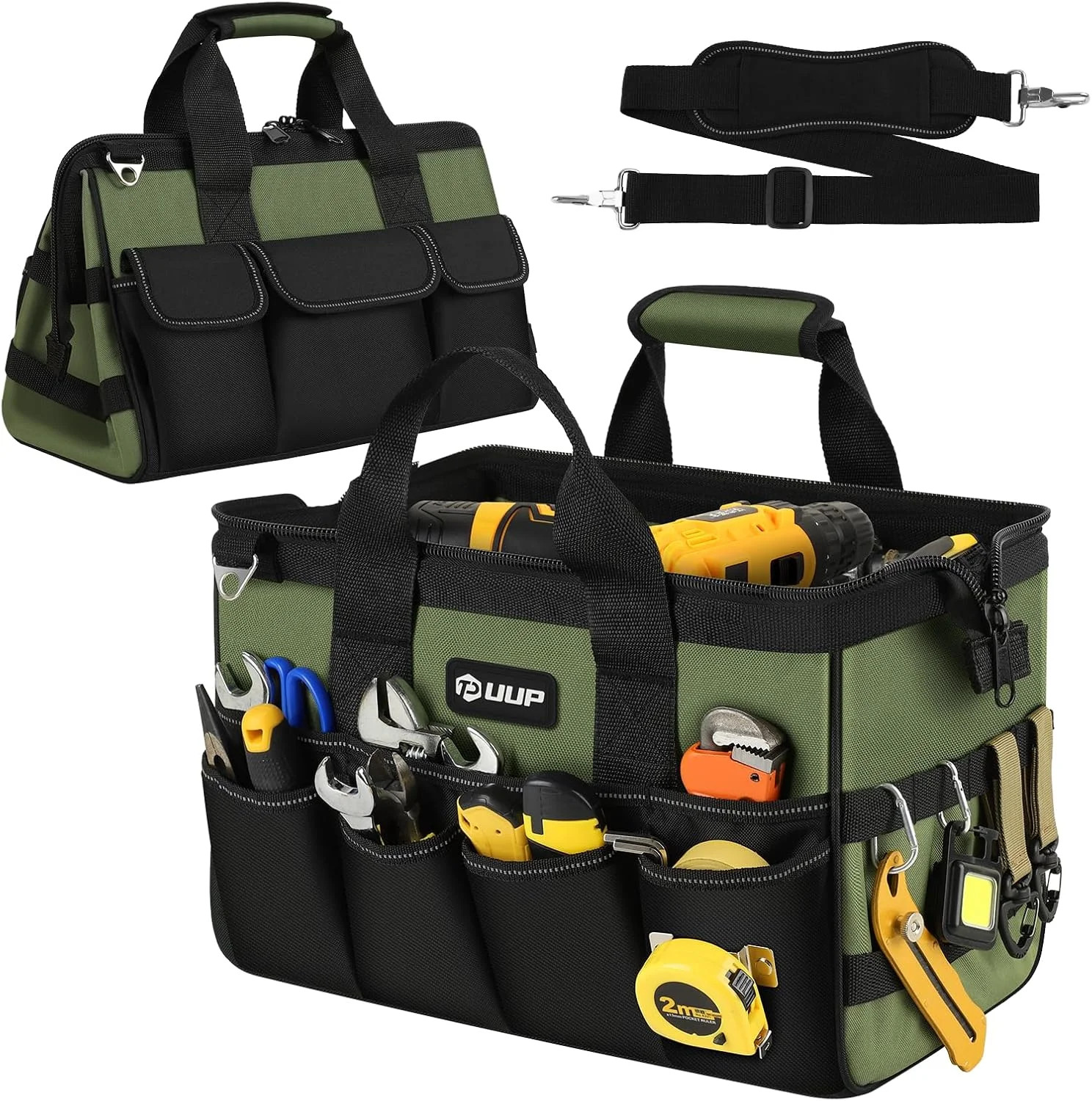 UUP Heavy Duty Tool Bag 15-Inch, 16-Pocket Portable Empty Tool Box Organizer, Bi
