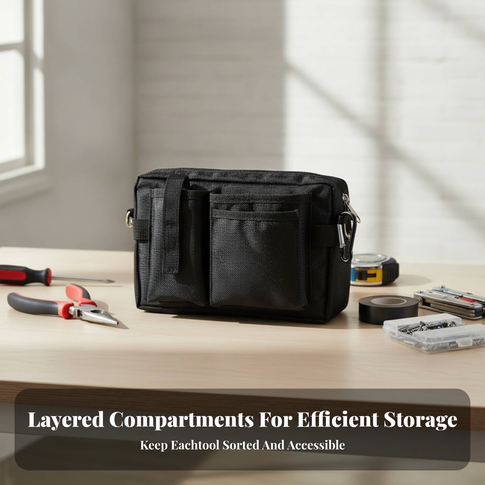 Rectangular Tool Waist Bag Multiple Pockets Waist Tool Bag Reinforced Seams