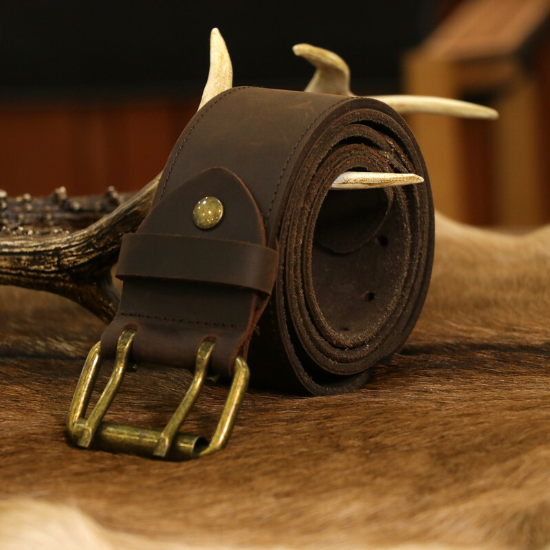 TOURBON Leather Tool Carry Workshop Waist Belt 2″ Double Roller Buckle Rig Belt