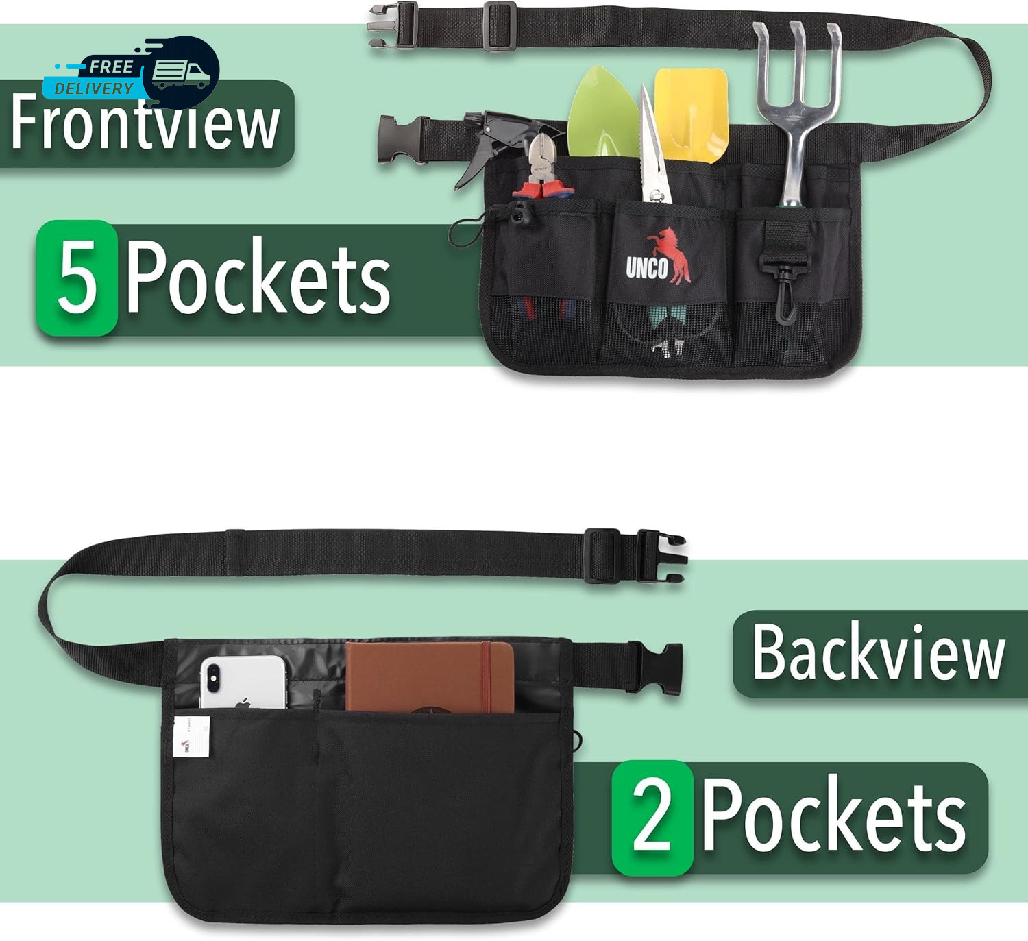 Gardening Belt Garden Tool Belts for Men Waist Apron with Pockets Construction