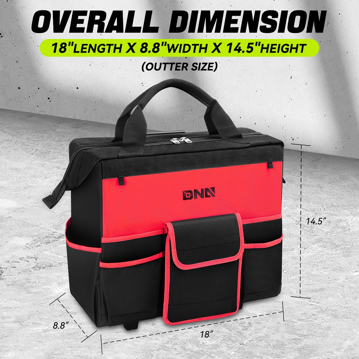 18″x 8.8″x 14.5″ Red 600 Denier Oxford Canvas Bag w/ Trolley & Reinforced Wheel