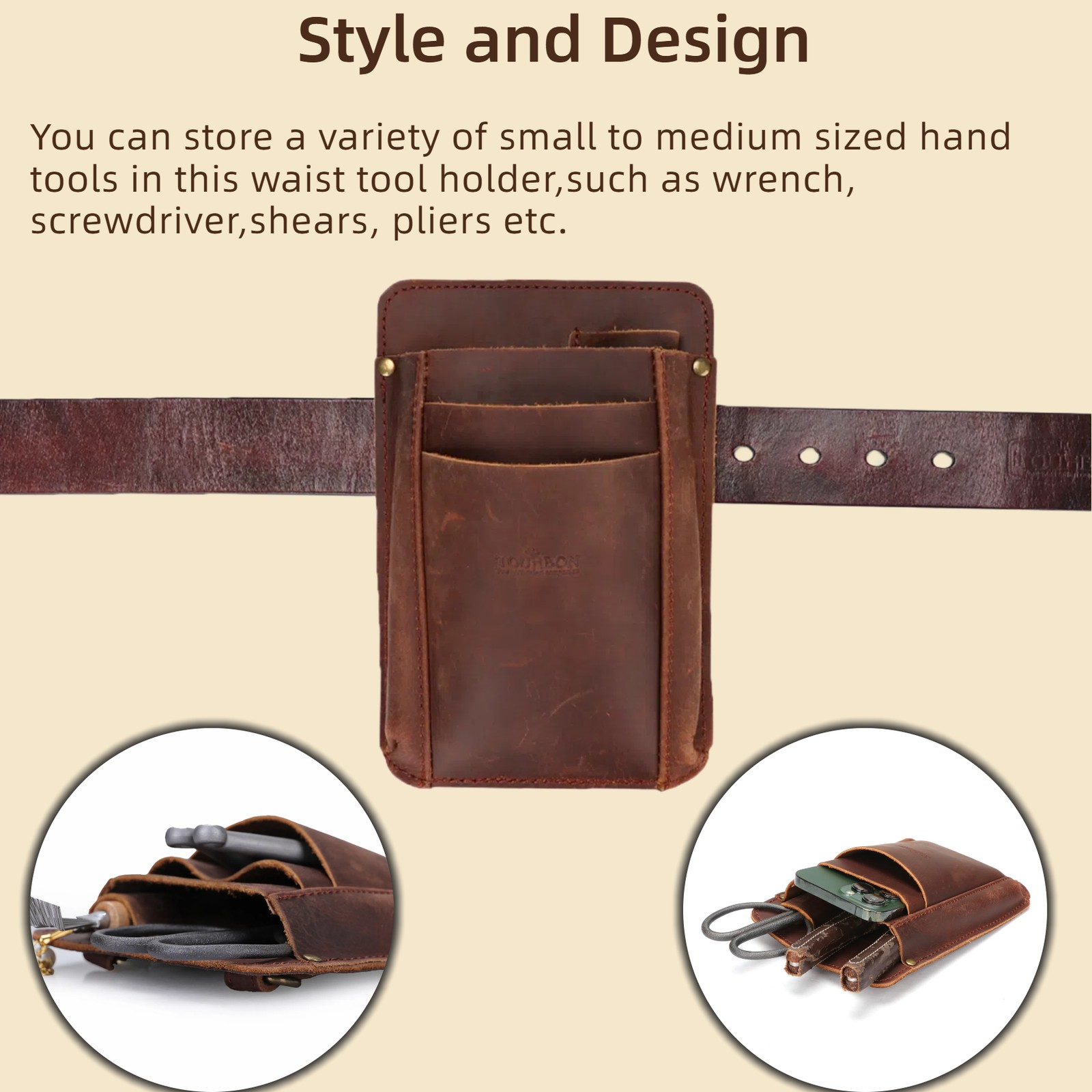 Tourbon Leather Garden Florist Tools Organizer Belt Carry Bag Pouch Pocket Pack