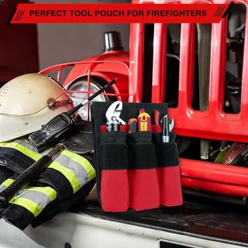 7-Pocket Firefighter Tool Pouch with Carry Handle and Flap, Fits in Bunker Gear