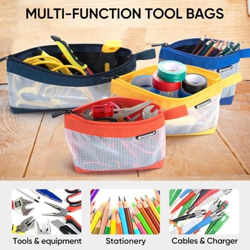 Tool Pouch, 1680D Oxford Small Tool Bag, Tool Pouches with Clear, 3 Pack Combo