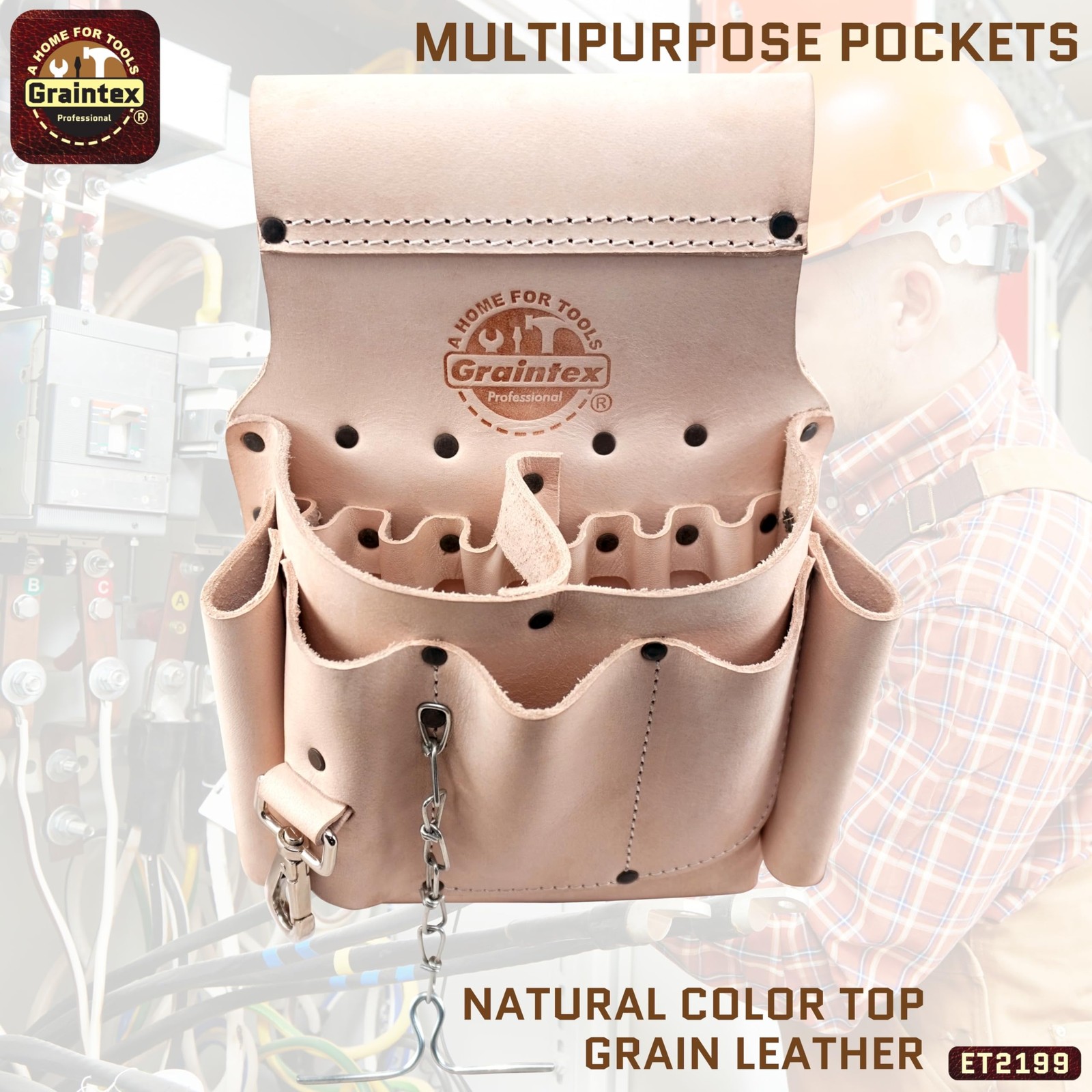 Electrician Leather Tool Pouch | Natural Color Top Grain Leather | Perfect fo…