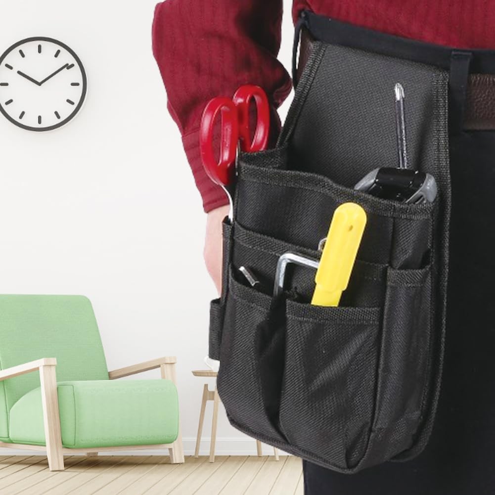 Electrician Tool Waist Bag 600D Polyester Mini Utility Pocket Heavy Duty Black