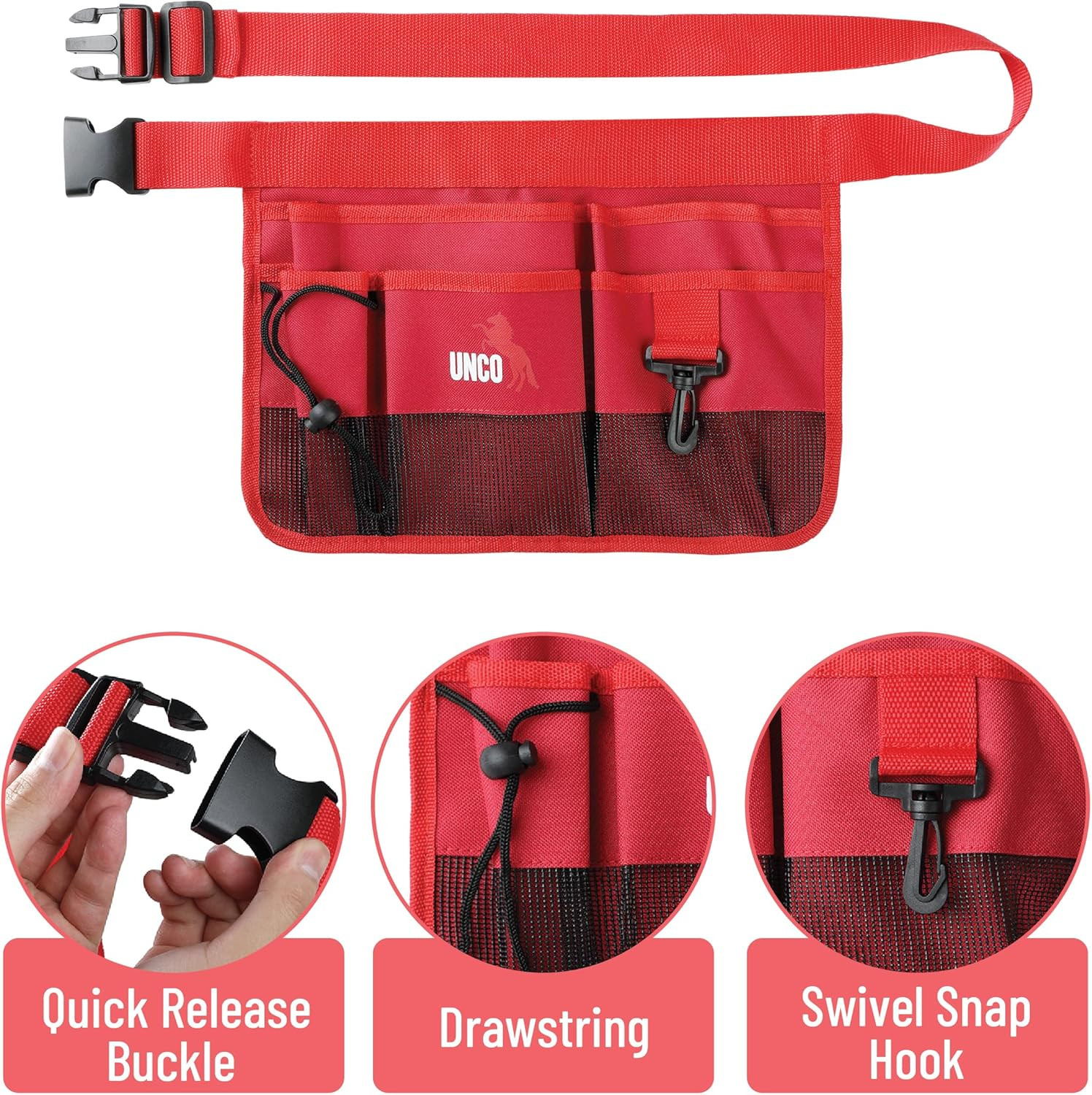 – Adjustable Gardening Belt, Red, 7 Pockets, Wear, Cut and Water Resistant, Gard