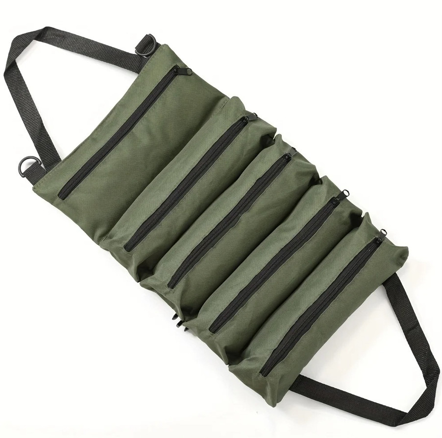 1pc Heavy-Duty Roll-Up Tool Bag Oxford Cloth Multi-Pocket Tool Organizer – NEW