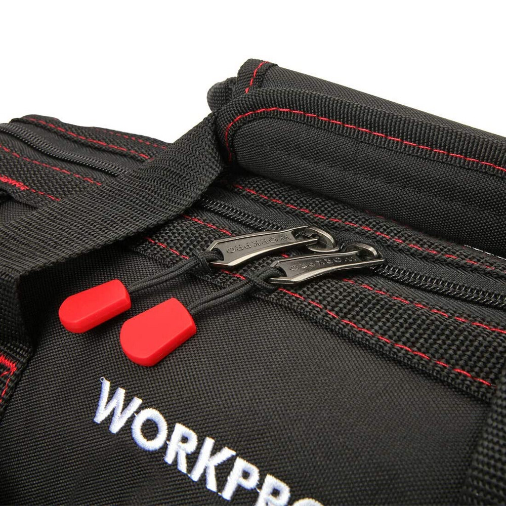 WORKPRO 16″/14″/12″ Wide Mouth Tool Bag Black Tool Storage Tote with Rubber Base