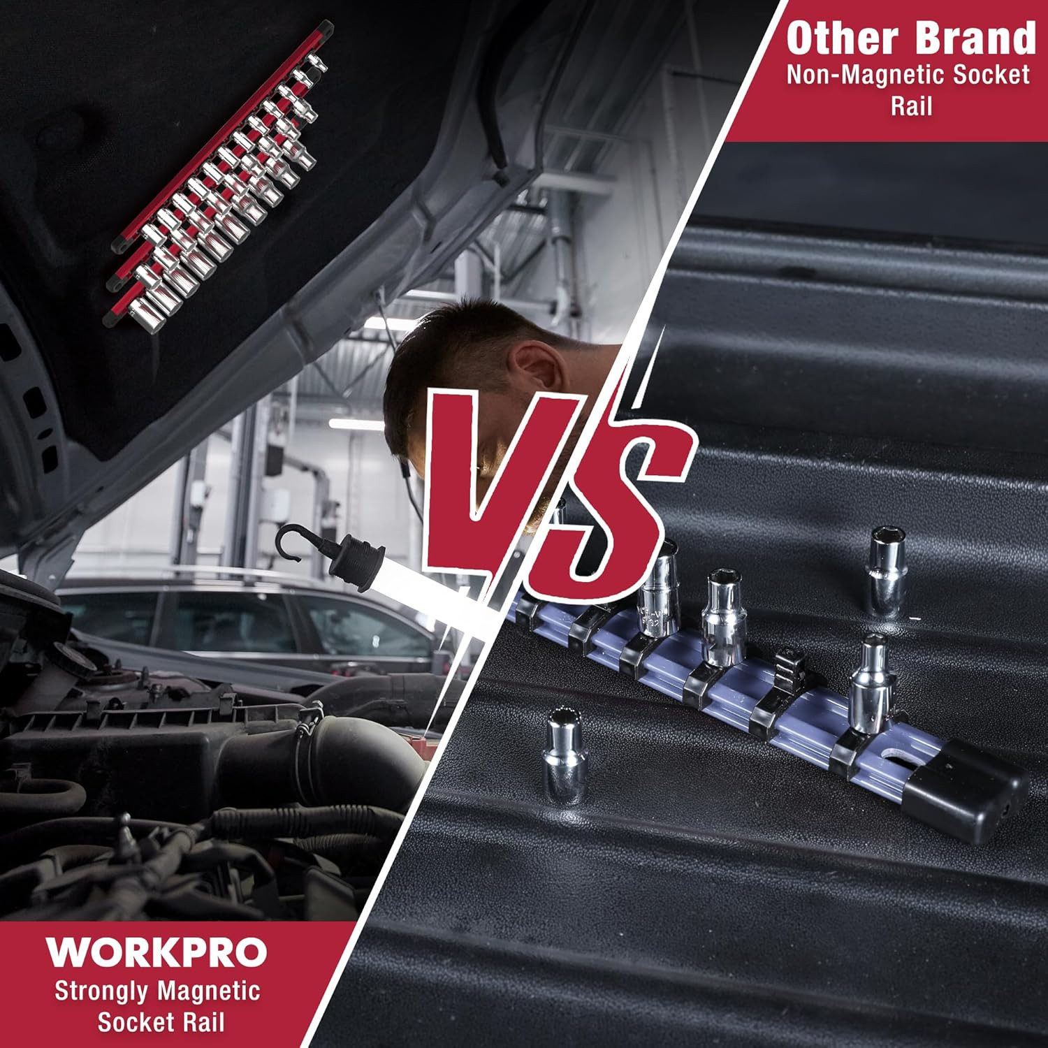 WORKPRO Magnetic 3 Pieces-1/4", 3/8", & 1/2" DR, Red